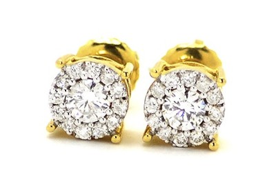 Pre-owned Jewelry Unlimited Mens Ladies 14k Yellow Gold Round Cut 7mm Solitaire Diamond Stud Earrings .75ct In G-h