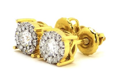 Pre-owned Jewelry Unlimited Mens Ladies 14k Yellow Gold Round Cut 7mm Solitaire Diamond Stud Earrings .75ct In G-h