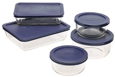 Pyrex Storage 10-Piece Set Clear Glass Blue ...