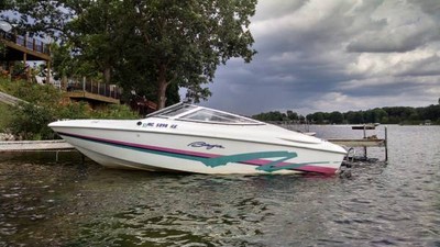 1997 BAJA 180 ISLANDER speed ski boat with EAGLE Trailer bimini top MerCruiser