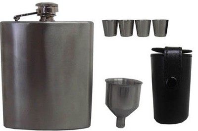 7 oz. Stainless Steel Hip Flask Set ...