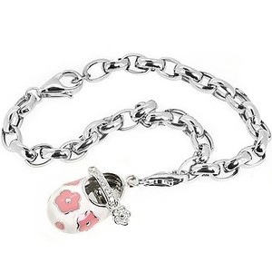 ... DIAMOND-BABY-SHOE-CHARM-BRACELET-PINK-FLOWERS-ENAMEL-14K-WHITE-GOLD-7