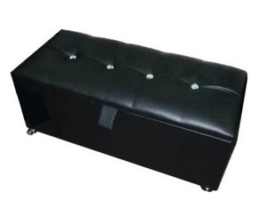... FAUX LEATHER OTTOMAN STORAGE BLANKET TOY BOX HINGED LiD POUFFE | eBay