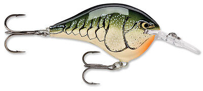Color:Olive Green Craw:Rapala Dives-To Dt6 Series Balsa Wood Rapala Crankbait Bass Fishing Lure 2"