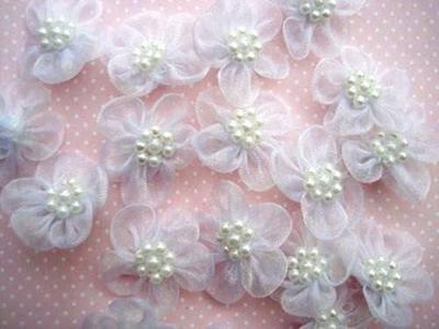 50 Organza Sheer Ribbon Wedding Flower Bow/Pearl ...