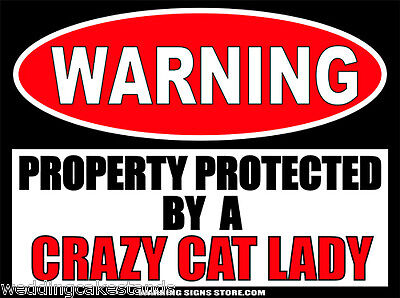 Crazy Cat Lady Funny Warning Sign Bumper ...