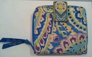 Vera-Bradley-Bi-Fold-Wallet-Capri-Blue-Zipper-Change-Credit-Card-Slip ...