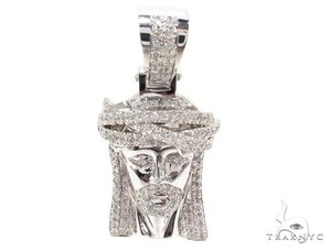 Mens-Diamond-10k-White-Gold-Round-Cut-G-Color-Jesus-Piece-1-30ct