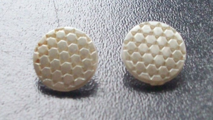 HONECOMB PEARLY ROUND WHITE SHANK BUTTONS  -  SET OF 2
