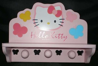 SANRIO HELLO KITTY PINK BUTTERFLIES WOOD SHELF ...