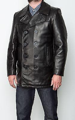 Mens Leather Pea Coat | eBay