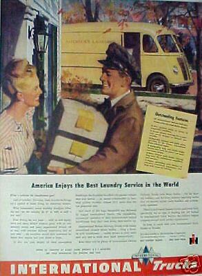 1945 International Harvester America Best Laundry Service in the World Trucks