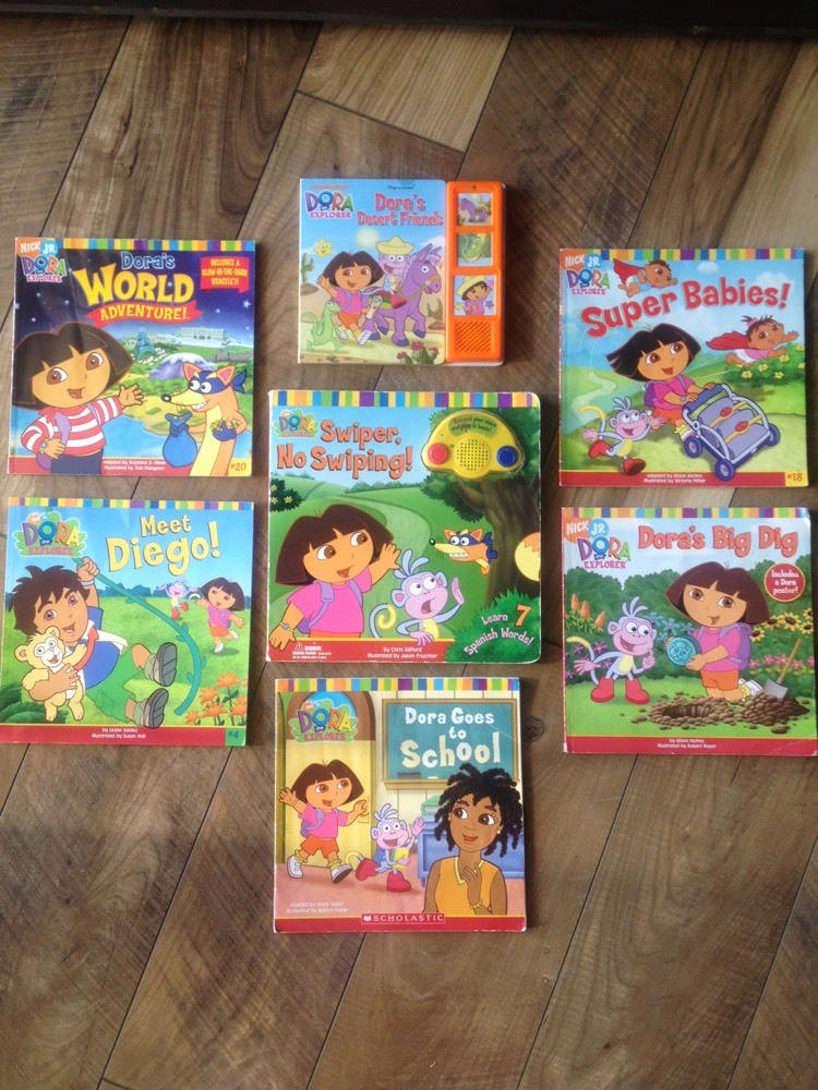 dora the explorer & go diego go lot of 7  talking  interactive  recorder  books