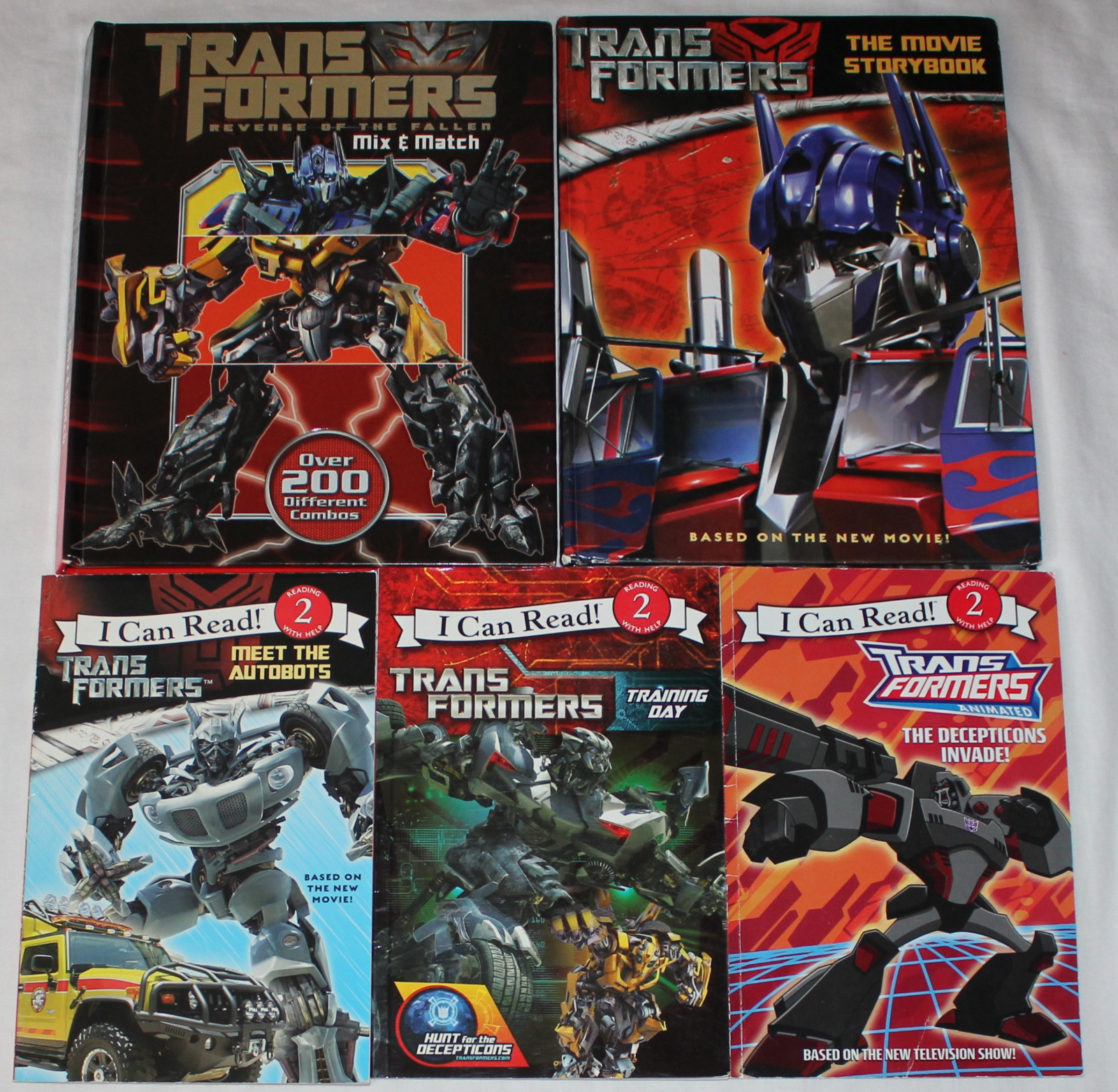 5  transformers books mix & match storybook level 2 lot