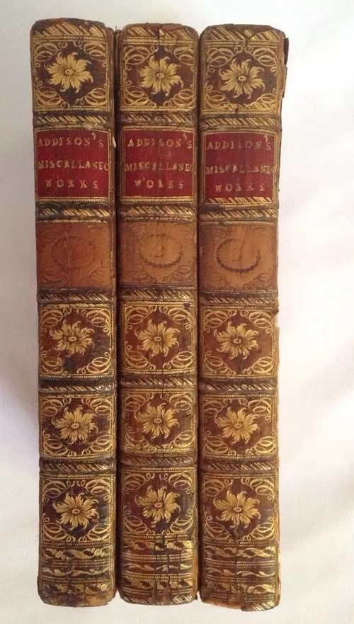 1777 the miscellaneous works of joseph addison in three volumes