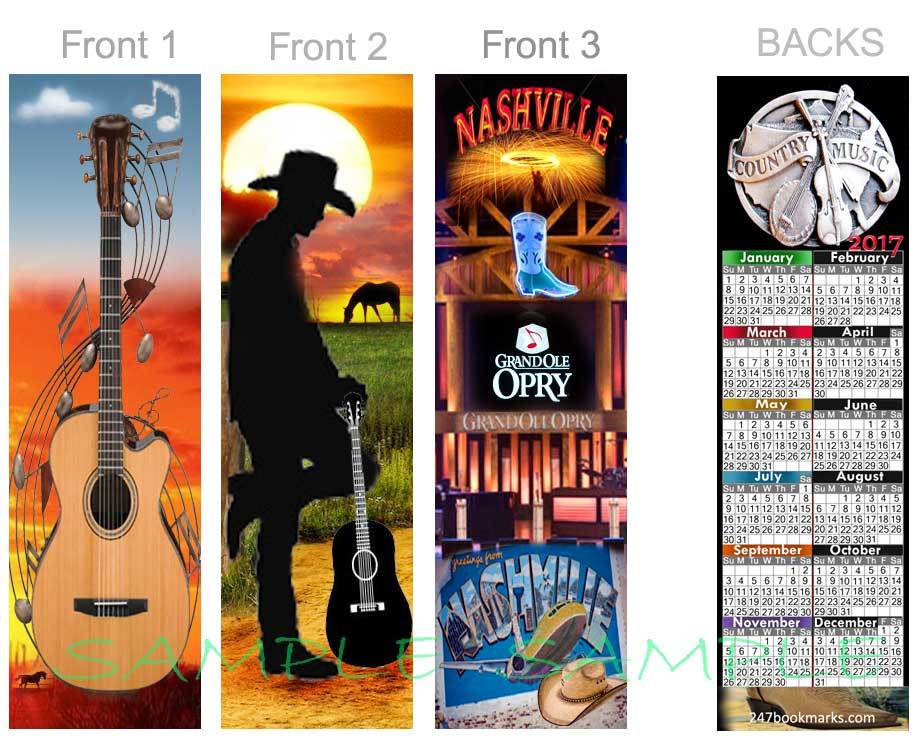 3set-country western music cowboy 2017 calendar bookmark nashville card ornament