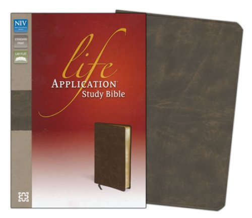 niv life application study bible  bonded leather  distressed brown