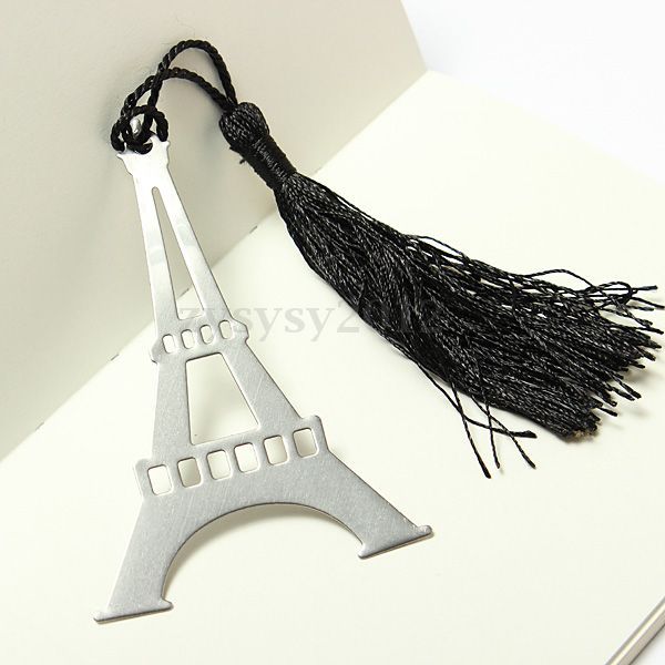 1 pcs new eiffel tower alloy bookmark creative exquisite tassel box hot sale