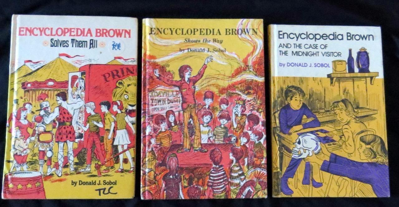 3 encyclopedia brown vintage hardcover child mystery book sobel set case clue