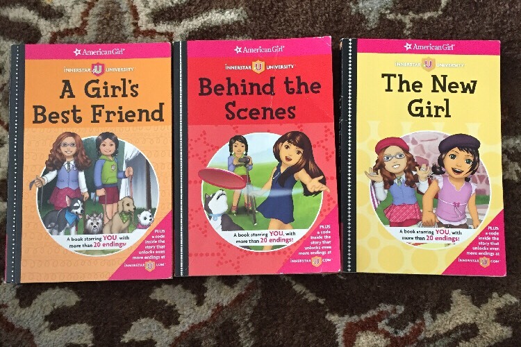 american girl innerstar university pb books set of 3! choose your own adventure