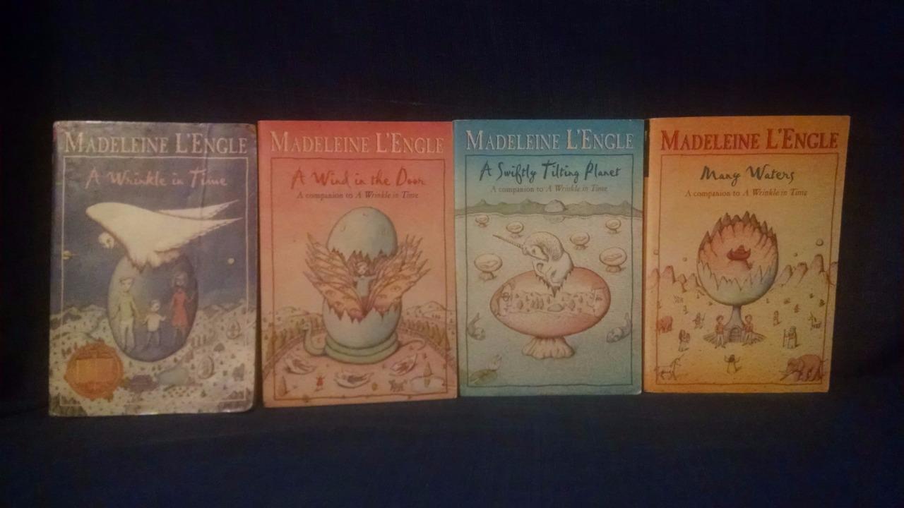 4 book lot madeleine l  engle wrinkle in time wind door swiftly planet  newbery