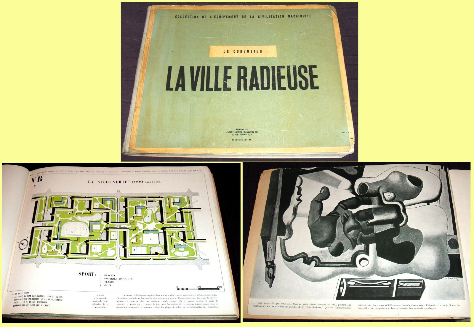 1935 le corbusier la ville radieuse, first edition architecture illustrated book