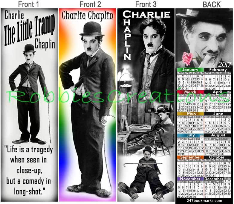 3lot-charlie chaplin 2017 calendar bookmark book card photo old time actor movie