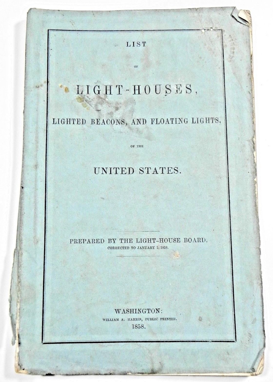 1858 booklet lists  lighthouses  beacons and lights of the united states