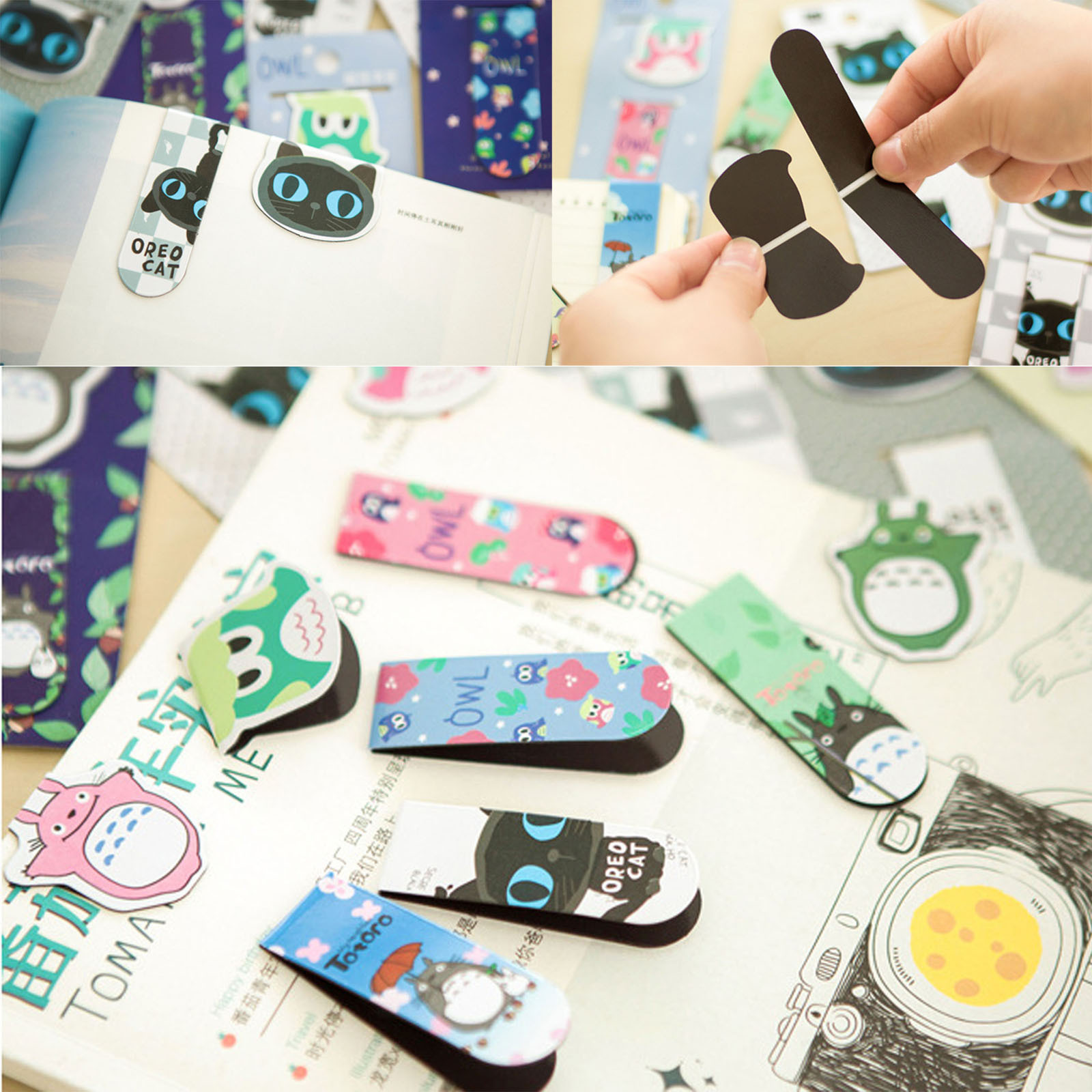 1x cartoon metal magnetic bookmarks note memo stationery book mark bookworm