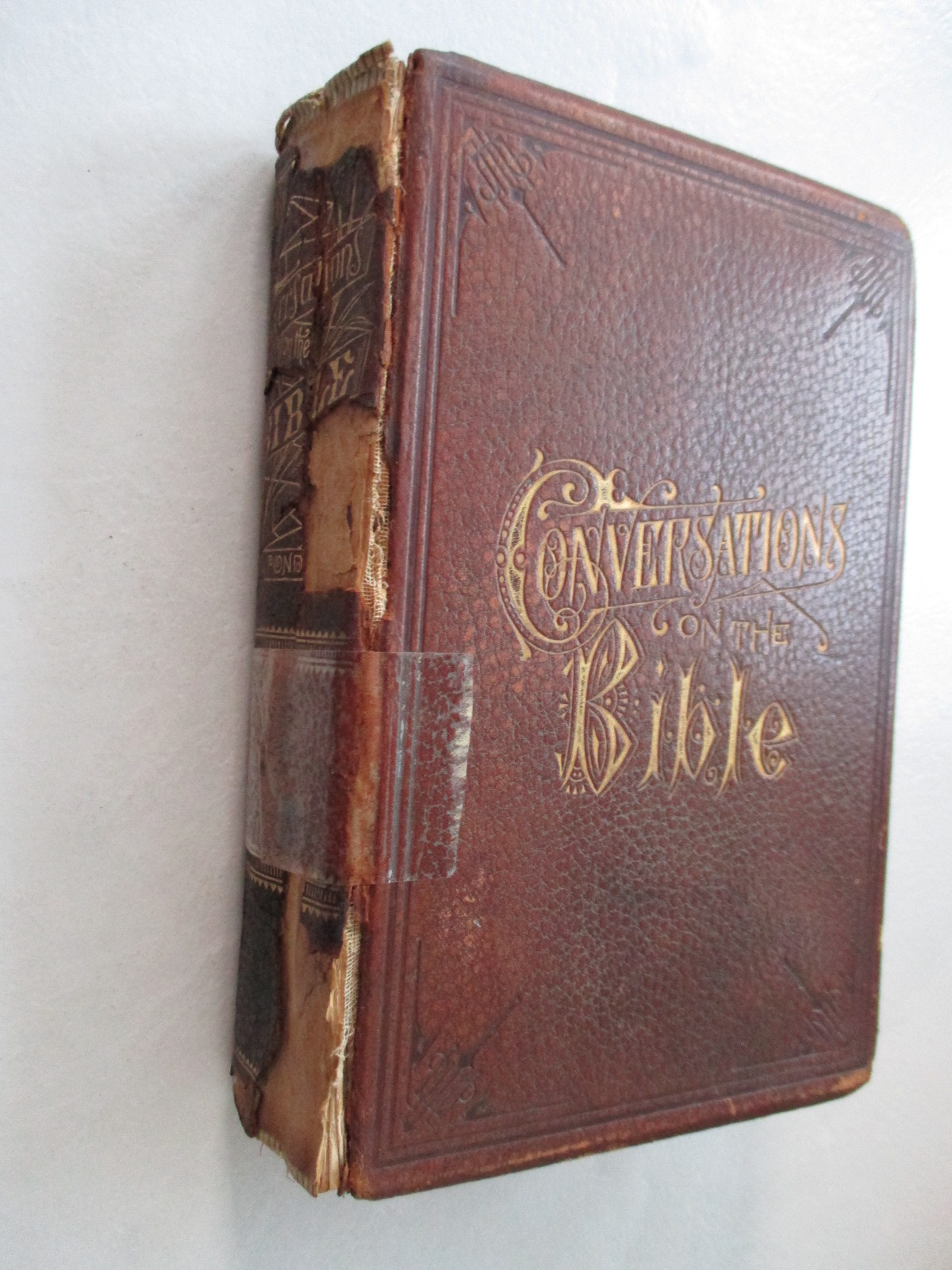 conversations on the bible 1887 antique collectible leather book