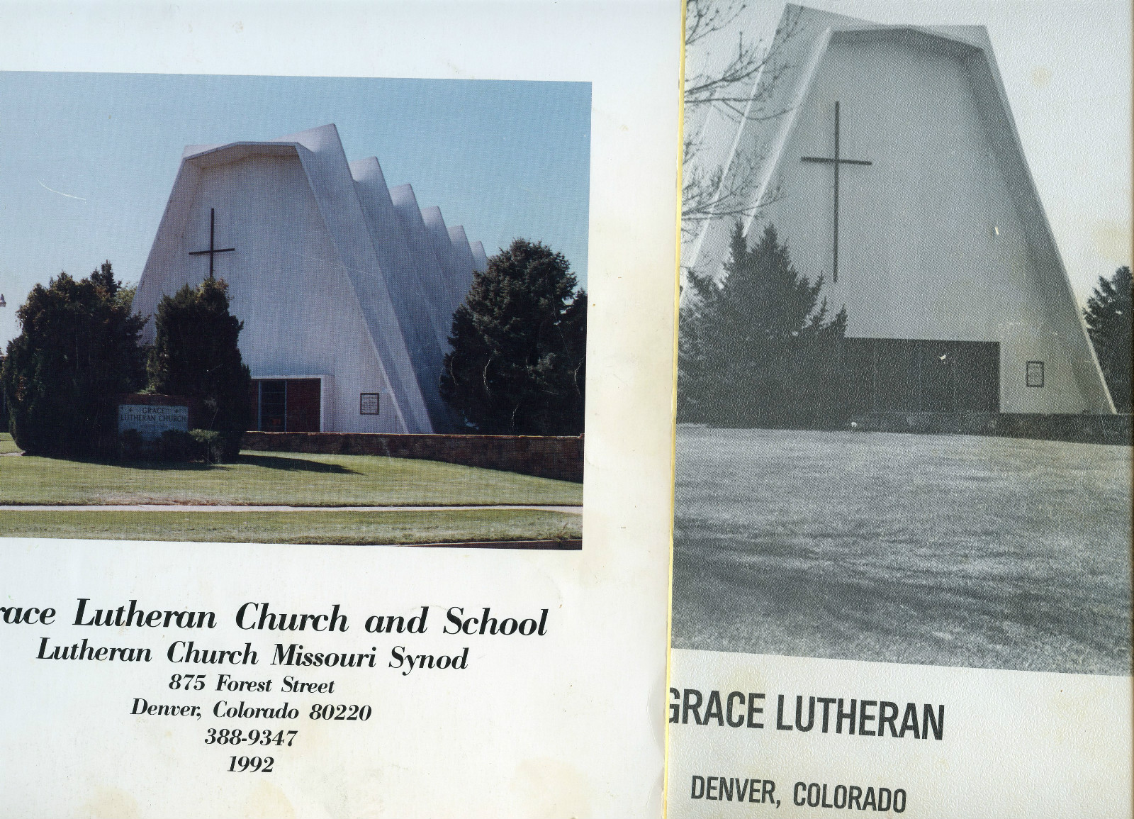 2 church directories, 1992 & 1 other - denver, colorado - grace lutheran church