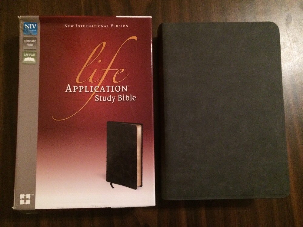 niv life application study bible  distressed black bonded leather  $69 99 retail