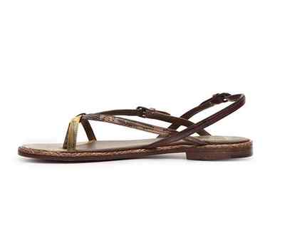 Pre-owned Bottega Veneta Reptile Leather Flat Sandal Shoes Sizes 36-41 Retail $595 In Brown
