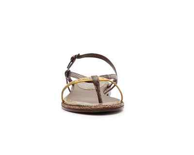 Pre-owned Bottega Veneta Reptile Leather Flat Sandal Shoes Sizes 36-41 Retail $595 In Brown
