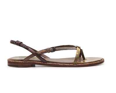 Pre-owned Bottega Veneta Reptile Leather Flat Sandal Shoes Sizes 36-41 Retail $595 In Brown