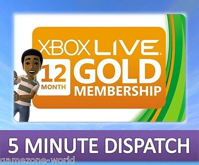 12 MONTH XBOX LIVE GOLD MEMBERSHIP FOR MICROSOFT XBOX 360 / XBOX ONE FAST