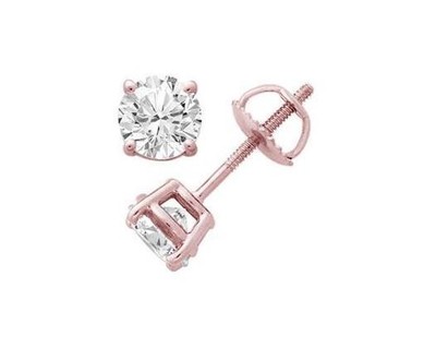 Pre-owned Your Own Diamond Real Diamond 3/4ct Solitaire Studs Earrings 14kt Rose Gold Prong Set Screw Back In H