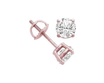Pre-owned Your Own Diamond Real Diamond 3/4ct Solitaire Studs Earrings 14kt Rose Gold Prong Set Screw Back In H