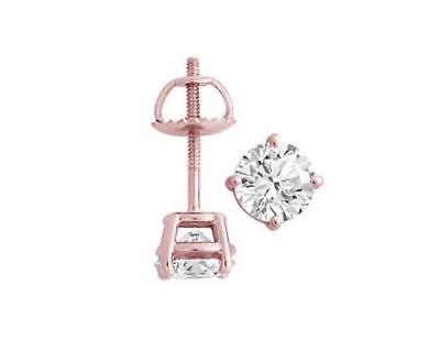 Pre-owned Your Own Diamond Real Diamond 3/4ct Solitaire Studs Earrings 14kt Rose Gold Prong Set Screw Back In H