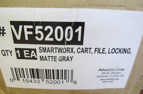 ADVANTUS VF52001 SMARTWORX MOBILE FILE CART LOCKING LID GRAY 29-1/8WX14DX28-3/8H