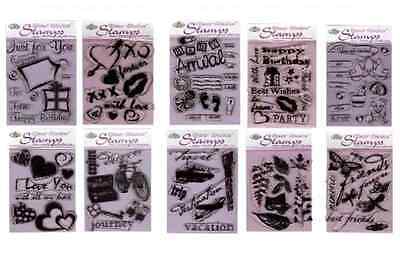 PICK FROM 23 RUBBER STAMP SETS & CLEAR ACRYLIC STAMPING BLOCK CRAFT CARD MAKING 