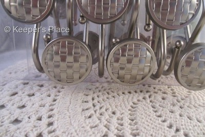 Curtains Ideas brushed nickel shower curtain hooks : Weave Shabby Elegant Chic Satin Brushed Nickel Shower Curtain ...
