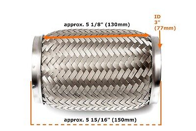 Heavy Duty Exhaust Flex Pipe Stainless Steel Double Braided 5.91" x 5.12" x 3"