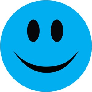 SMILEY FACE STICKERS BLUE x 6 - Novelty / Humorous - Various Sizes