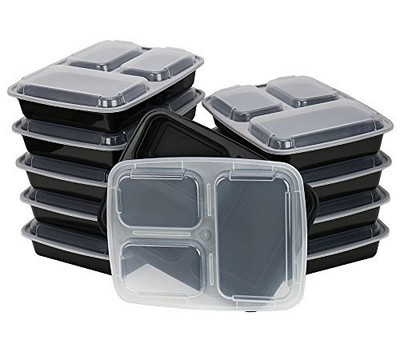 6-Pack 3-compartment Microwave Safe Food Container with ...