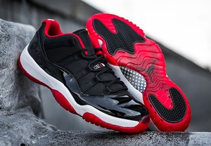 Nike Air Jordan XI 11 Low Patent Leather Black True Red White 7 5 14 Retro PE | eBay
