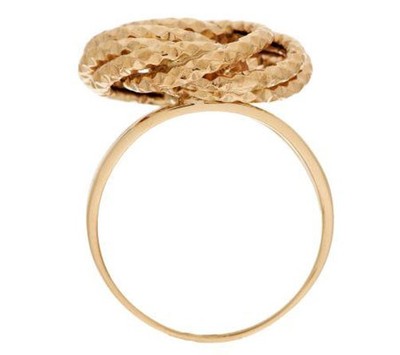 Pre-owned Bestgoldshop Bold Diamond Cut Love Knot Rosetta Ring 14k Yellow Gold Free Sz 3.6gr Qvc