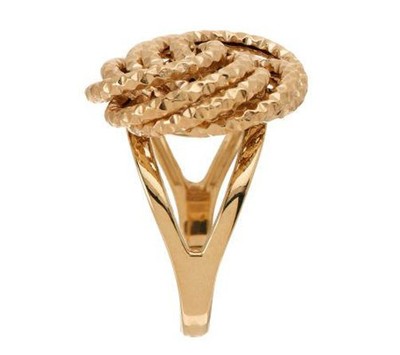 Pre-owned Bestgoldshop Bold Diamond Cut Love Knot Rosetta Ring 14k Yellow Gold Free Sz 3.6gr Qvc