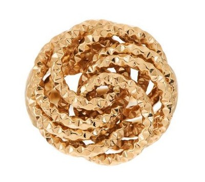 Pre-owned Bestgoldshop Bold Diamond Cut Love Knot Rosetta Ring 14k Yellow Gold Free Sz 3.6gr Qvc