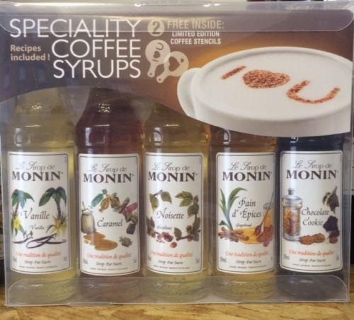 Monin-Coffee-Syrup-Gift-Set-5x50ml-Bottles-with-recipes-Stencils-Costa-Coffee